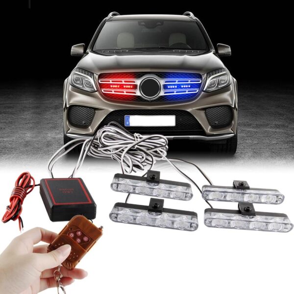 4 In 1 Red Blue Emergency Strobe Lights Police Lights With Wireless Control Flash Signal Fireman Beacon Warning Lamp Flash LED